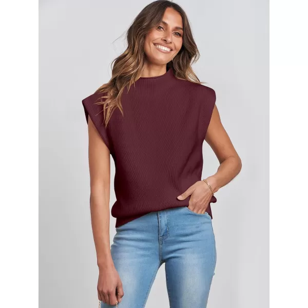 Caracilia Women's Sleeveless Sweater Vest Casual Mock Neck Cap Sleeve Knit Pullover Tank Tops 2024 Trendy Summer Clothes
