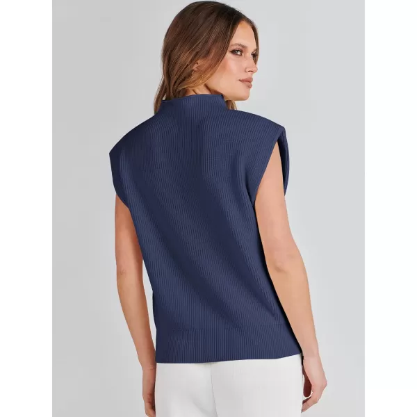 Caracilia Women's Sleeveless Sweater Vest Casual Mock Neck Cap Sleeve Knit Pullover Tank Tops 2024 Trendy Summer Clothes