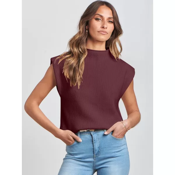 Caracilia Women's Sleeveless Sweater Vest Casual Mock Neck Cap Sleeve Knit Pullover Tank Tops 2024 Trendy Summer Clothes