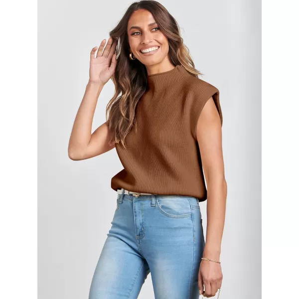 Caracilia Women's Sleeveless Sweater Vest Casual Mock Neck Cap Sleeve Knit Pullover Tank Tops 2024 Trendy Summer Clothes