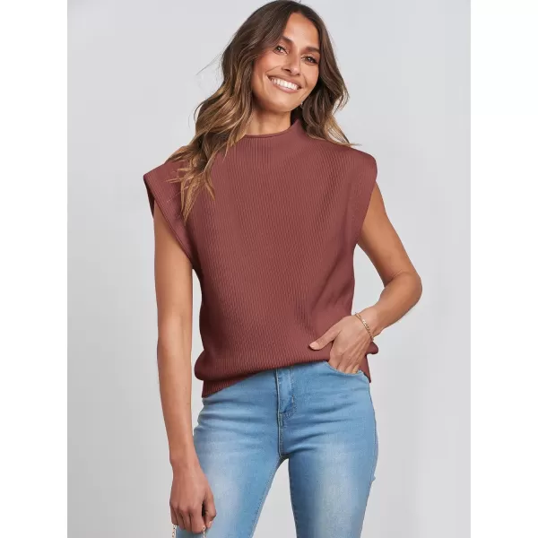 Caracilia Women's Sleeveless Sweater Vest Casual Mock Neck Cap Sleeve Knit Pullover Tank Tops 2024 Trendy Summer Clothes