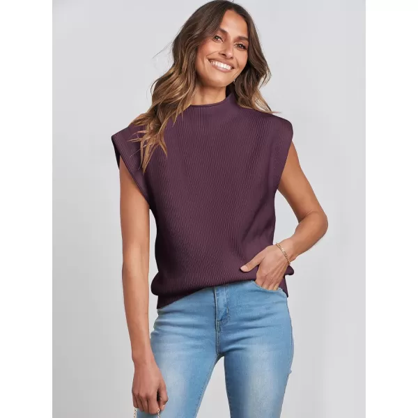 Caracilia Women's Sleeveless Sweater Vest Casual Mock Neck Cap Sleeve Knit Pullover Tank Tops 2024 Trendy Summer Clothes