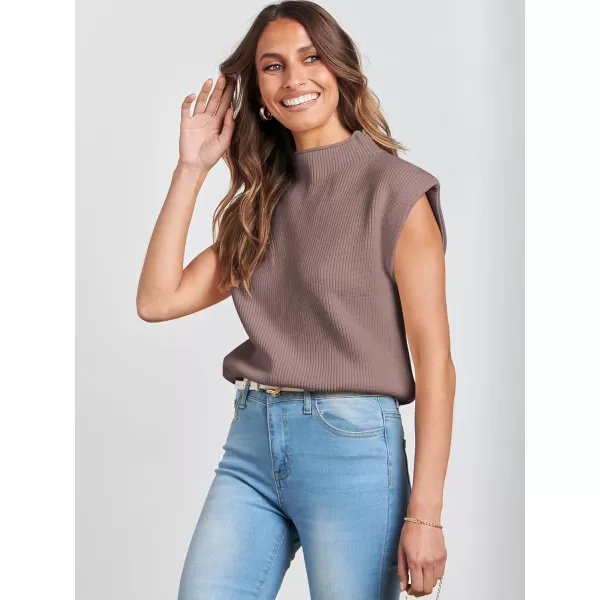 Caracilia Women's Sleeveless Sweater Vest Casual Mock Neck Cap Sleeve Knit Pullover Tank Tops 2024 Trendy Summer Clothes