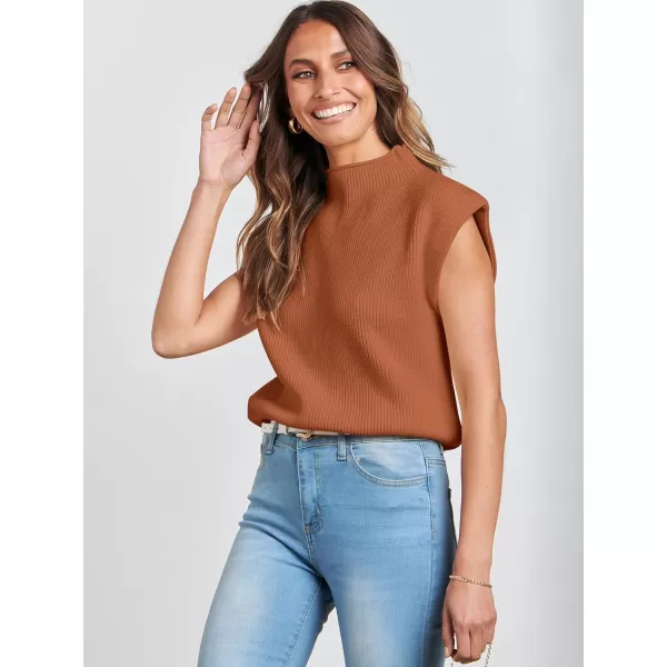 Caracilia Women's Sleeveless Sweater Vest Casual Mock Neck Cap Sleeve Knit Pullover Tank Tops 2024 Trendy Summer Clothes