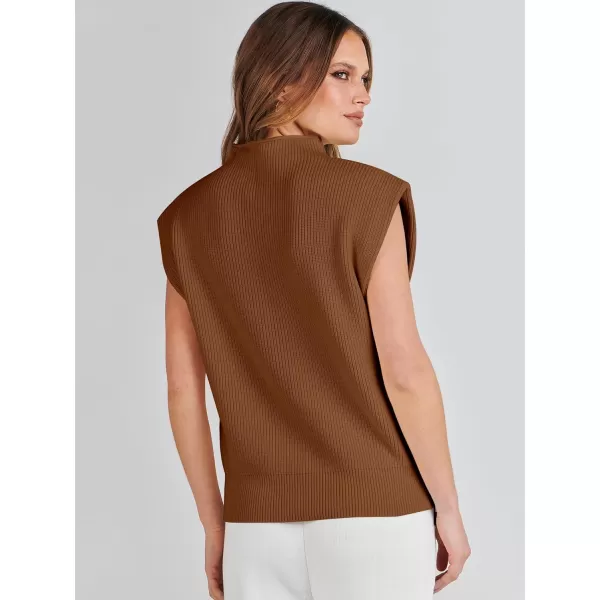 Caracilia Women's Sleeveless Sweater Vest Casual Mock Neck Cap Sleeve Knit Pullover Tank Tops 2024 Trendy Summer Clothes