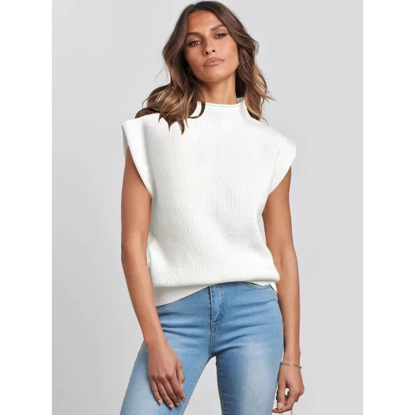 Caracilia Women's Sleeveless Sweater Vest Casual Mock Neck Cap Sleeve Knit Pullover Tank Tops 2024 Trendy Summer Clothes