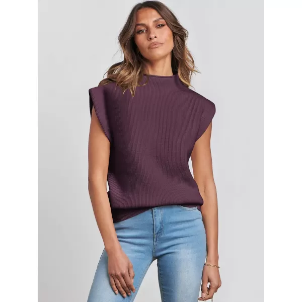 Caracilia Women's Sleeveless Sweater Vest Casual Mock Neck Cap Sleeve Knit Pullover Tank Tops 2024 Trendy Summer Clothes