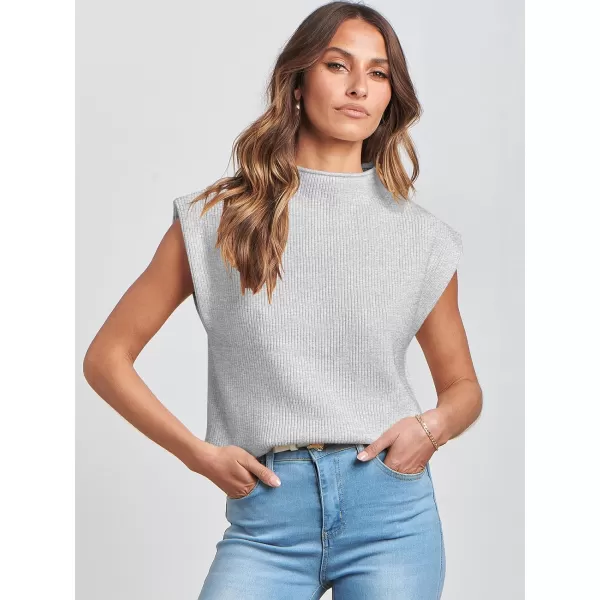 Caracilia Women's Sleeveless Sweater Vest Casual Mock Neck Cap Sleeve Knit Pullover Tank Tops 2024 Trendy Summer Clothes