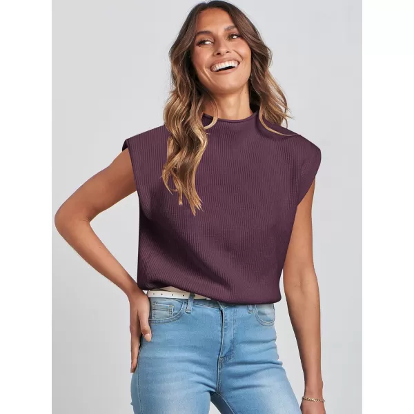 Caracilia Women's Sleeveless Sweater Vest Casual Mock Neck Cap Sleeve Knit Pullover Tank Tops 2024 Trendy Summer Clothes