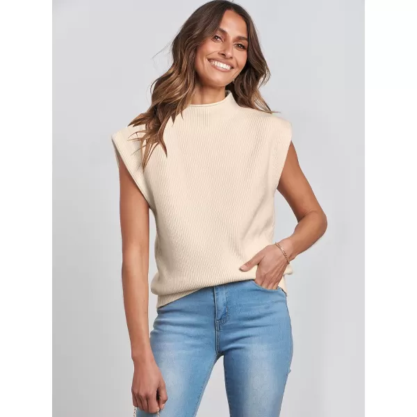 Caracilia Women's Sleeveless Sweater Vest Casual Mock Neck Cap Sleeve Knit Pullover Tank Tops 2024 Trendy Summer Clothes