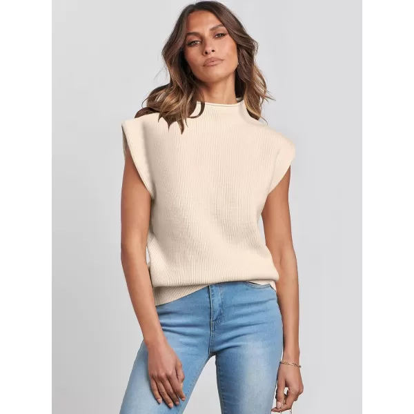 Caracilia Women's Sleeveless Sweater Vest Casual Mock Neck Cap Sleeve Knit Pullover Tank Tops 2024 Trendy Summer Clothes