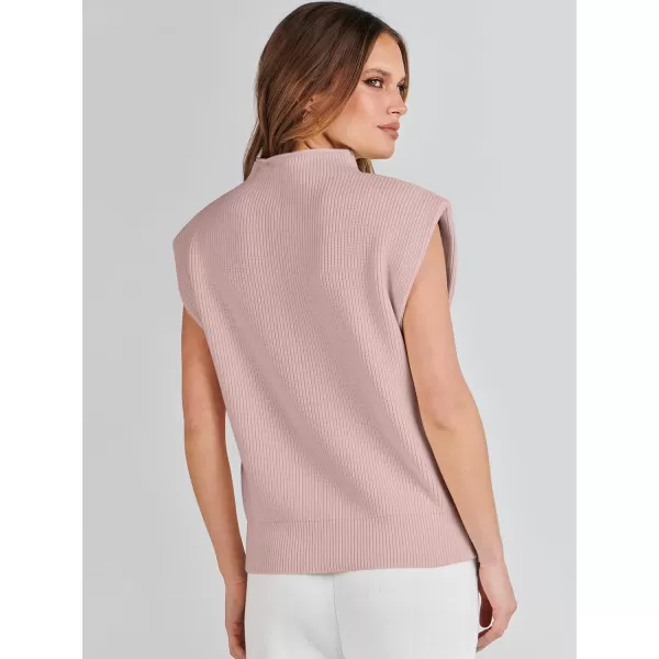 Caracilia Women's Sleeveless Sweater Vest Casual Mock Neck Cap Sleeve Knit Pullover Tank Tops 2024 Trendy Summer Clothes