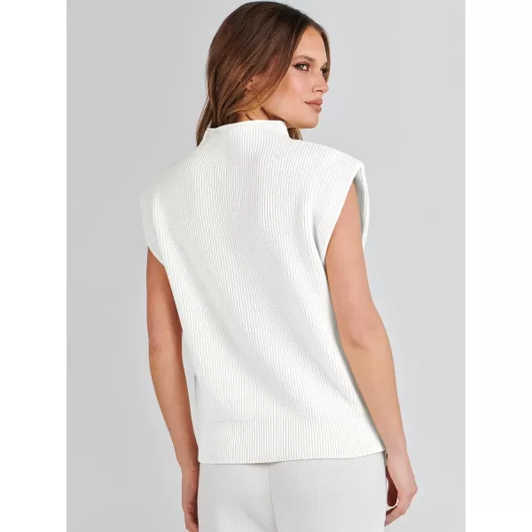 Caracilia Women's Sleeveless Sweater Vest Casual Mock Neck Cap Sleeve Knit Pullover Tank Tops 2024 Trendy Summer Clothes