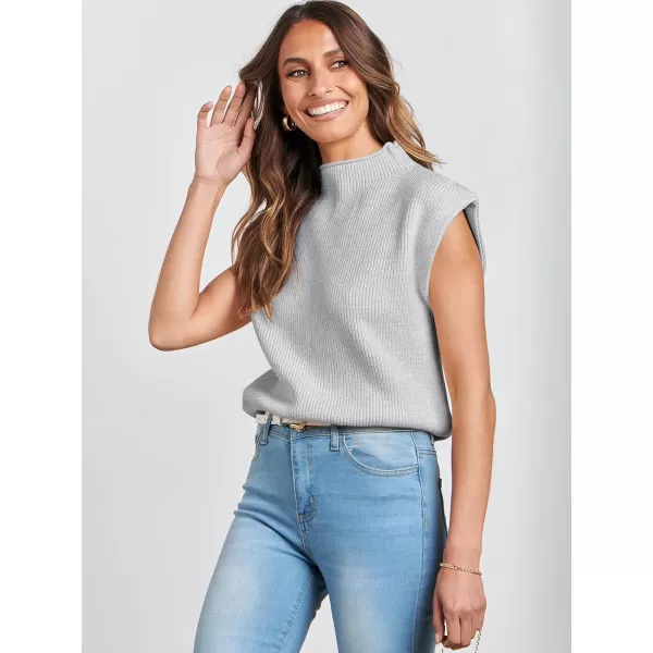 Caracilia Women's Sleeveless Sweater Vest Casual Mock Neck Cap Sleeve Knit Pullover Tank Tops 2024 Trendy Summer Clothes