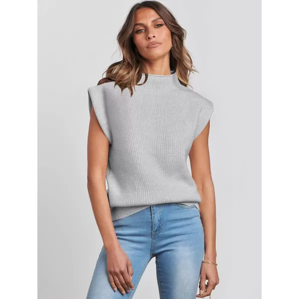Caracilia Women's Sleeveless Sweater Vest Casual Mock Neck Cap Sleeve Knit Pullover Tank Tops 2024 Trendy Summer Clothes