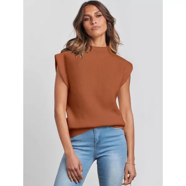 Caracilia Women's Sleeveless Sweater Vest Casual Mock Neck Cap Sleeve Knit Pullover Tank Tops 2024 Trendy Summer Clothes