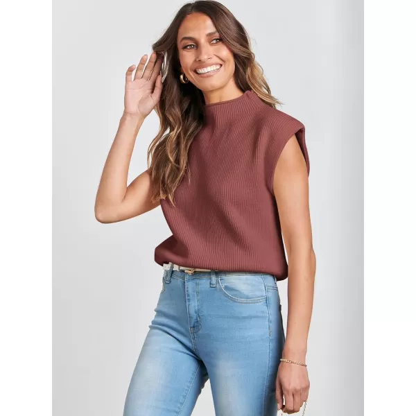 Caracilia Women's Sleeveless Sweater Vest Casual Mock Neck Cap Sleeve Knit Pullover Tank Tops 2024 Trendy Summer Clothes