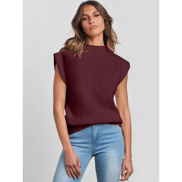 Caracilia Women's Sleeveless Sweater Vest Casual Mock Neck Cap Sleeve Knit Pullover Tank Tops 2024 Trendy Summer Clothes