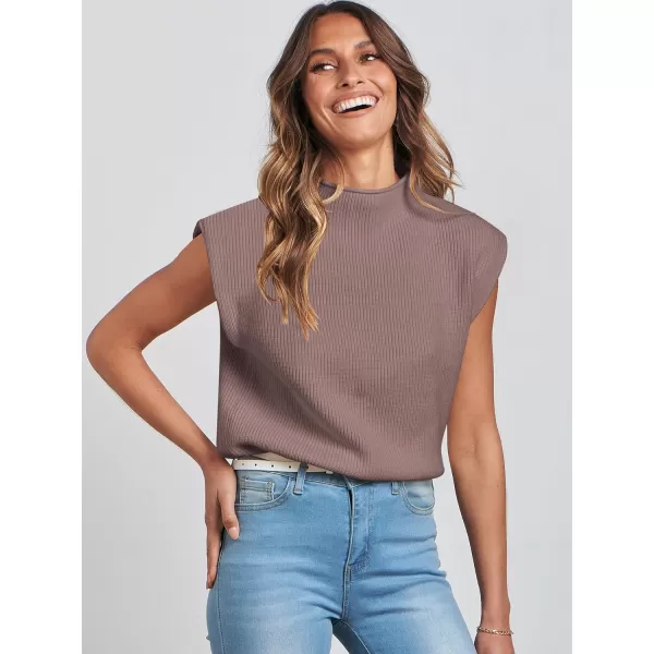 Caracilia Women's Sleeveless Sweater Vest Casual Mock Neck Cap Sleeve Knit Pullover Tank Tops 2024 Trendy Summer Clothes