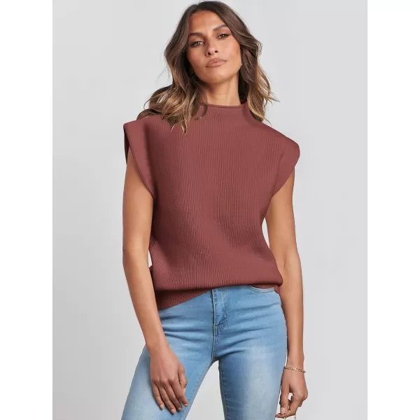 Caracilia Women's Sleeveless Sweater Vest Casual Mock Neck Cap Sleeve Knit Pullover Tank Tops 2024 Trendy Summer Clothes