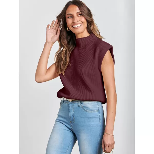 Caracilia Women's Sleeveless Sweater Vest Casual Mock Neck Cap Sleeve Knit Pullover Tank Tops 2024 Trendy Summer Clothes