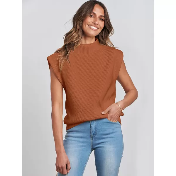 Caracilia Women's Sleeveless Sweater Vest Casual Mock Neck Cap Sleeve Knit Pullover Tank Tops 2024 Trendy Summer Clothes
