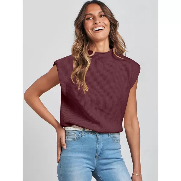 Caracilia Women's Sleeveless Sweater Vest Casual Mock Neck Cap Sleeve Knit Pullover Tank Tops 2024 Trendy Summer Clothes