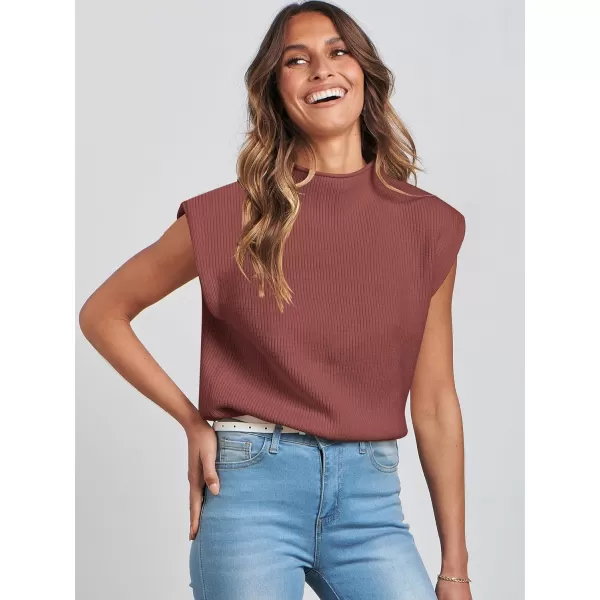 Caracilia Women's Sleeveless Sweater Vest Casual Mock Neck Cap Sleeve Knit Pullover Tank Tops 2024 Trendy Summer Clothes