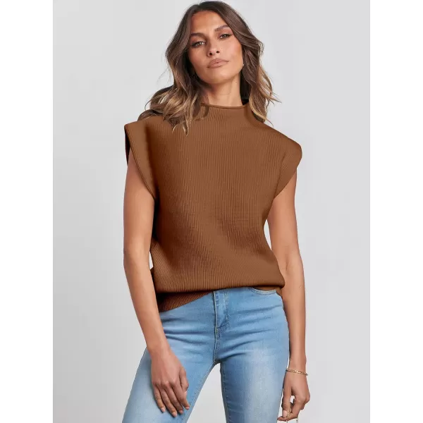 Caracilia Women's Sleeveless Sweater Vest Casual Mock Neck Cap Sleeve Knit Pullover Tank Tops 2024 Trendy Summer Clothes