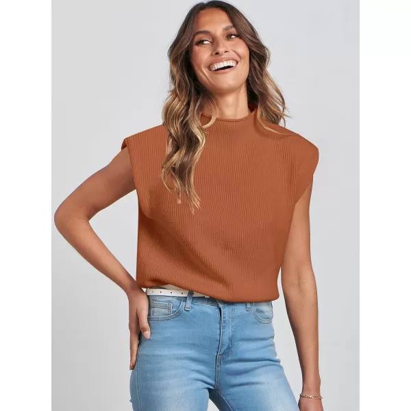Caracilia Women's Sleeveless Sweater Vest Casual Mock Neck Cap Sleeve Knit Pullover Tank Tops 2024 Trendy Summer Clothes