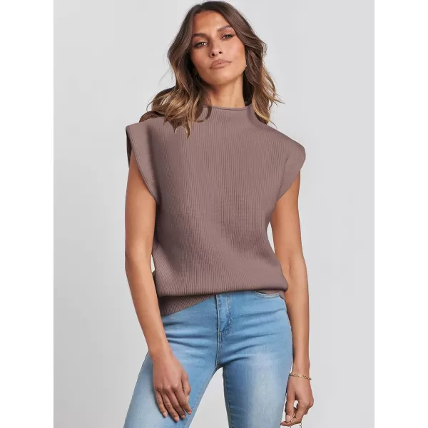 Caracilia Women's Sleeveless Sweater Vest Casual Mock Neck Cap Sleeve Knit Pullover Tank Tops 2024 Trendy Summer Clothes