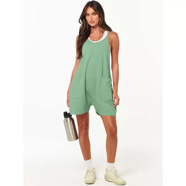 Caracilia Women's Summer Casual Rompers Sleeveless Loose Spaghetti Strap Short Jumpsuits Overalls Trendy Outfits With Pockets