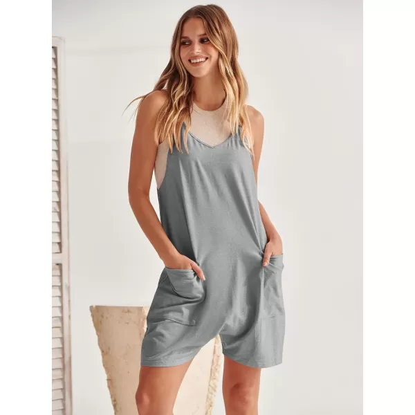 Caracilia Women's Summer Casual Rompers Sleeveless Loose Spaghetti Strap Short Jumpsuits Overalls Trendy Outfits With Pockets