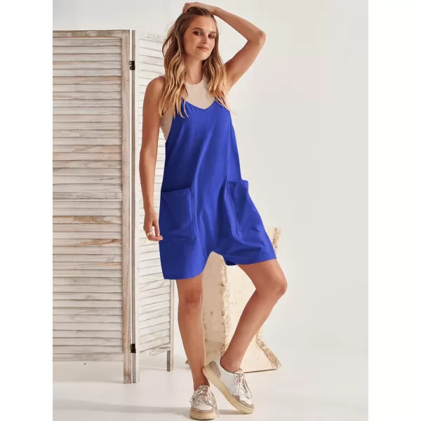 Caracilia Women's Summer Casual Rompers Sleeveless Loose Spaghetti Strap Short Jumpsuits Overalls Trendy Outfits With Pockets