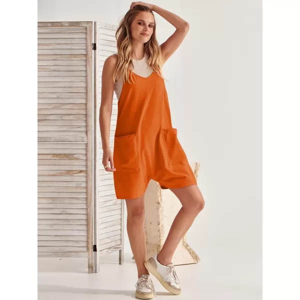 Caracilia Women's Summer Casual Rompers Sleeveless Loose Spaghetti Strap Short Jumpsuits Overalls Trendy Outfits With Pockets