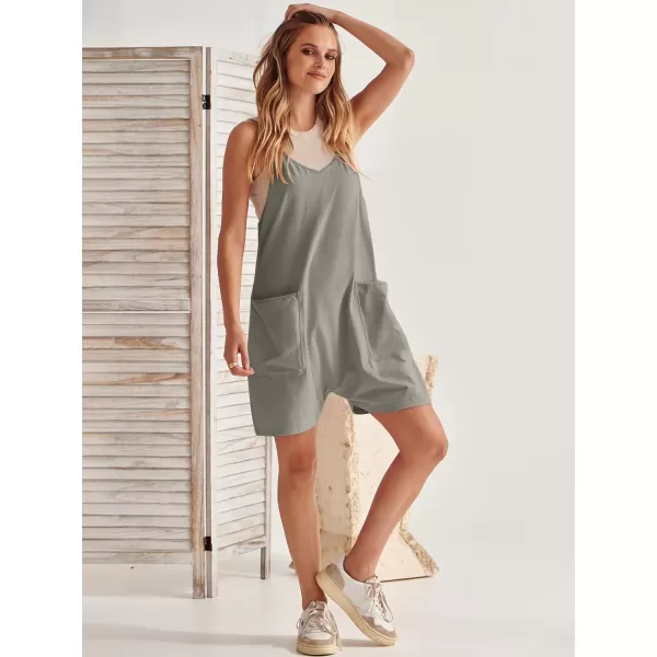 Caracilia Women's Summer Casual Rompers Sleeveless Loose Spaghetti Strap Short Jumpsuits Overalls Trendy Outfits With Pockets