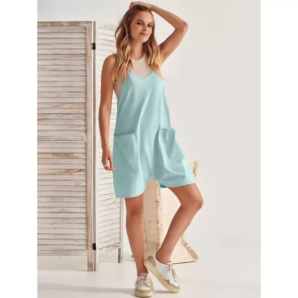 Caracilia Women's Summer Casual Rompers Sleeveless Loose Spaghetti Strap Short Jumpsuits Overalls Trendy Outfits With Pockets