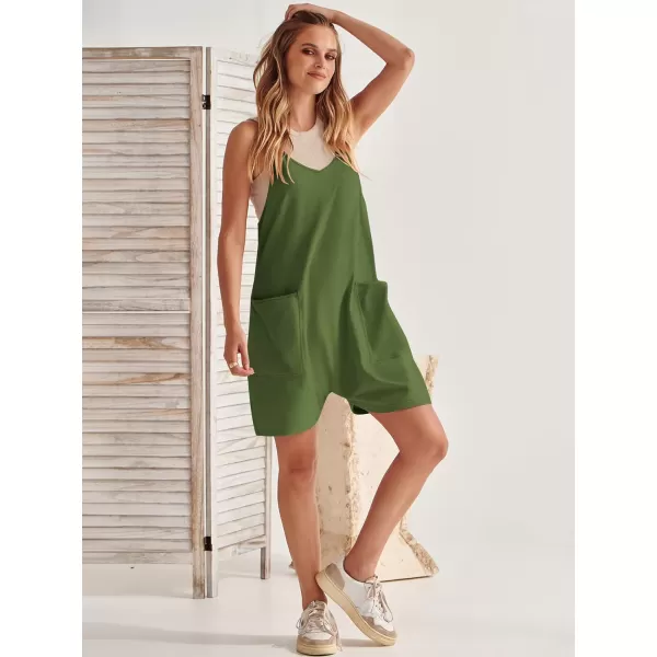 Caracilia Women's Summer Casual Rompers Sleeveless Loose Spaghetti Strap Short Jumpsuits Overalls Trendy Outfits With Pockets