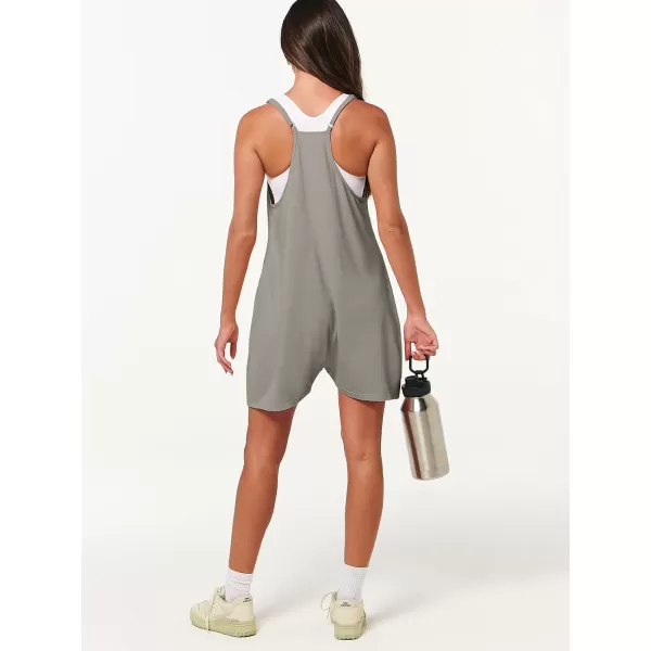 Caracilia Women's Summer Casual Rompers Sleeveless Loose Spaghetti Strap Short Jumpsuits Overalls Trendy Outfits With Pockets