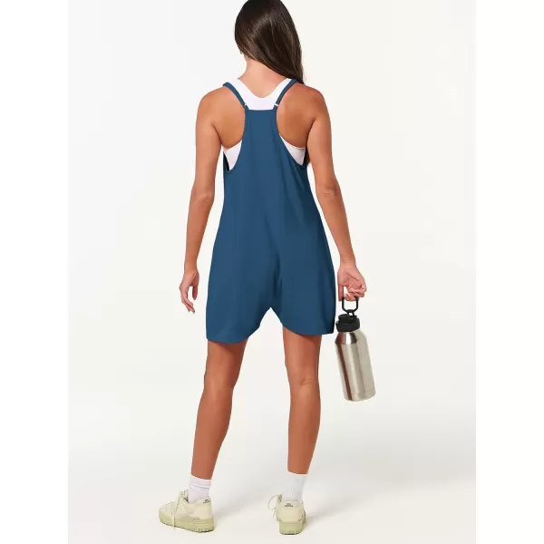 Caracilia Women's Summer Casual Rompers Sleeveless Loose Spaghetti Strap Short Jumpsuits Overalls Trendy Outfits With Pockets