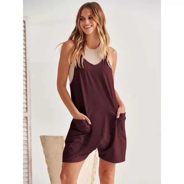 Caracilia Women's Summer Casual Rompers Sleeveless Loose Spaghetti Strap Short Jumpsuits Overalls Trendy Outfits With Pockets