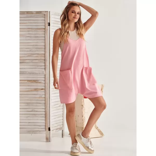 Caracilia Women's Summer Casual Rompers Sleeveless Loose Spaghetti Strap Short Jumpsuits Overalls Trendy Outfits With Pockets