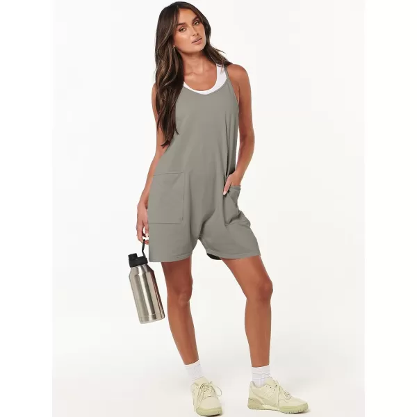 Caracilia Women's Summer Casual Rompers Sleeveless Loose Spaghetti Strap Short Jumpsuits Overalls Trendy Outfits With Pockets