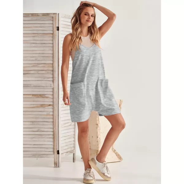 Caracilia Women's Summer Casual Rompers Sleeveless Loose Spaghetti Strap Short Jumpsuits Overalls Trendy Outfits With Pockets