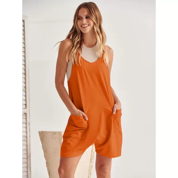 Caracilia Women's Summer Casual Rompers Sleeveless Loose Spaghetti Strap Short Jumpsuits Overalls Trendy Outfits With Pockets