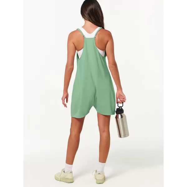 Caracilia Women's Summer Casual Rompers Sleeveless Loose Spaghetti Strap Short Jumpsuits Overalls Trendy Outfits With Pockets