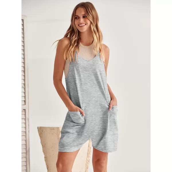 Caracilia Women's Summer Casual Rompers Sleeveless Loose Spaghetti Strap Short Jumpsuits Overalls Trendy Outfits With Pockets