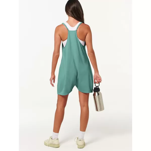 Caracilia Women's Summer Casual Rompers Sleeveless Loose Spaghetti Strap Short Jumpsuits Overalls Trendy Outfits With Pockets
