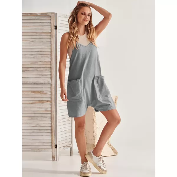 Caracilia Women's Summer Casual Rompers Sleeveless Loose Spaghetti Strap Short Jumpsuits Overalls Trendy Outfits With Pockets