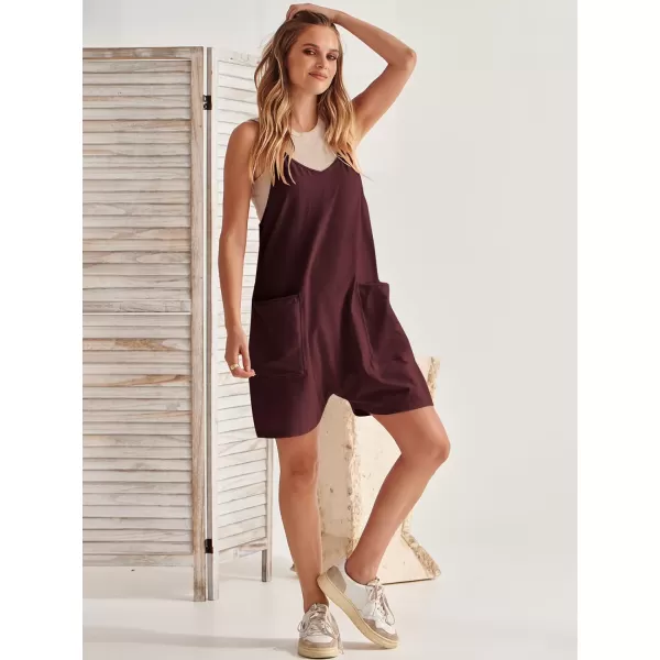 Caracilia Women's Summer Casual Rompers Sleeveless Loose Spaghetti Strap Short Jumpsuits Overalls Trendy Outfits With Pockets
